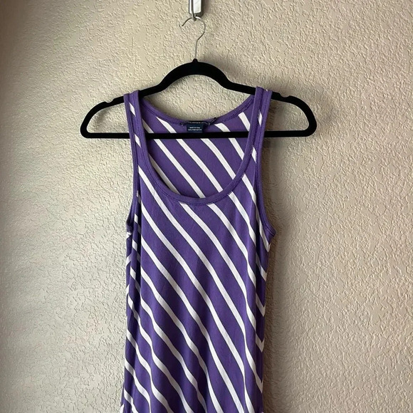 Ralph Lauren Sport Pima Cotton Midi Dress Striped Asymmetrical Stretch XS - Picture 3 of 5